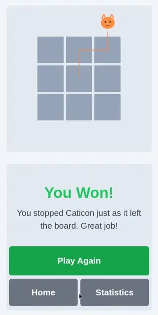 You Won! The whole path is shown