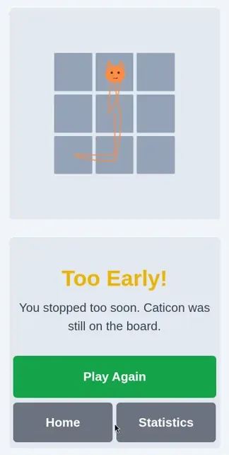 Too Early! Caticon was still on the board